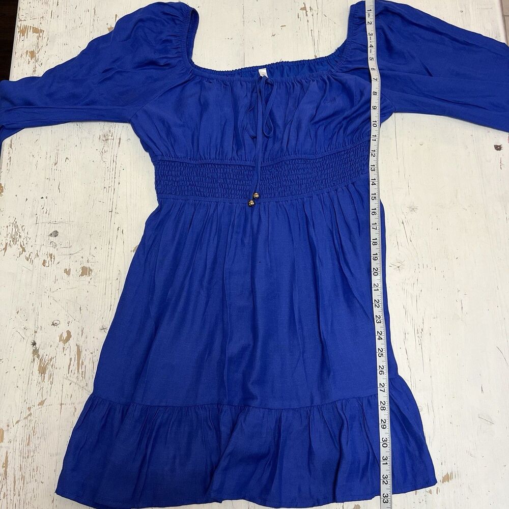 Dokotoo L Milkmaid Mini Dress L Square Neck Lantern Sleeve Smocked Boho Coquette - Picture 11 of 15